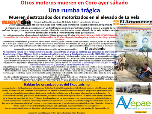 Investigación Tragedias de Moteros en Venezuela. AVEPAE AC ONG. Por Kenett Agar.