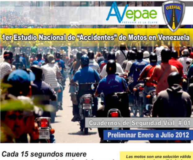 PRIMERA MUESTRA DE DATOS DE LA PRIMERA INVESTIGACIÓN DE ACCIDENTES DE MOTOS EN VENEZUELA – De Nov 2012