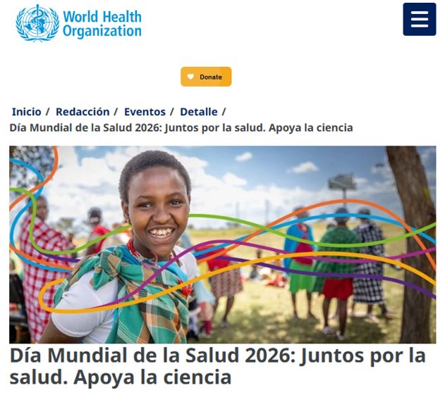 Día Mundial de la Salud 2026:                                        Juntos por la salud. Apoya la ciencia                                                                     Que hacemos en AVepae?
